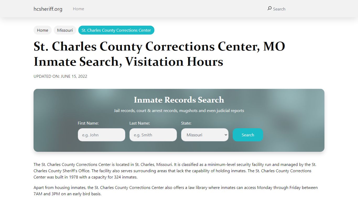 St. Charles County Corrections Center, MO Inmate Search ...